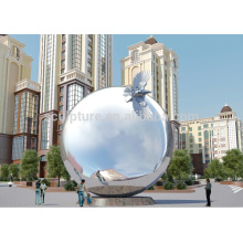 Large Modern Monument Arts Sphere and animals outdoor sculpture or landmark stainless steel sculpture